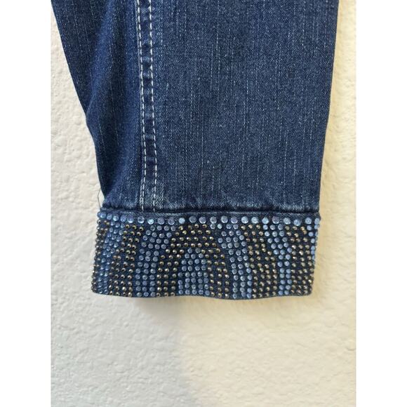 Quacker Factory Jean Jacket Rhinestone‎ Embellished Blue Small NWT Casual Wear - Picture 4 of 9